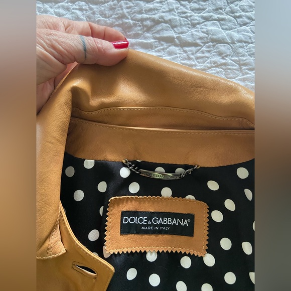 Dolce&Gabbana Tan Leather Bomber Jacket Size 40 - Picture 9 of 12